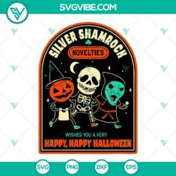 Silver Shamrock Novelties Happy Halloween SVG DXF EPS PNG Cricut design for crafting and decorations.