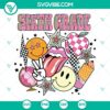 Sixth Grade SVG Files with Retro Teacher Images for Download, Back To School SVG Design for 6th Grade Curriculum.