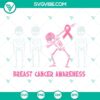 Dabbing skeleton pink breast cancer awareness SVG design for download.
