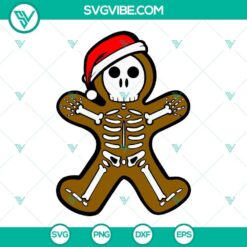 Funny Skeleton Gingerbread Santa Hat SVG image for Christmas, perfect for download.