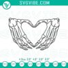 Skeleton hand heart machine embroidery designs, funny Halloween pattern with skeletons. Ideal for spooky crafts.