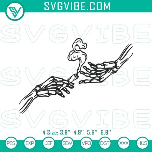 Skeleton hand weed machine embroidery designs for 420 marijuana themed project.