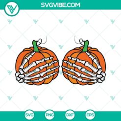 Skeleton hands holding pumpkins SVG files, featuring funny pumpkin Halloween designs for crafts and decorations.
