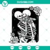 Skeleton Valentines Day SVG file with kissing skeletons, funny design for Valentine's Day.