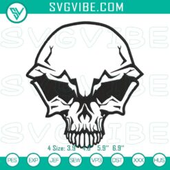 Skull machine embroidery designs, Halloween skeleton pattern file, perfect for spooky projects.
