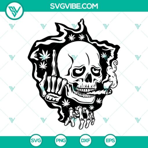 Skull smoking weed and joint SVG design for digital use. Great for cannabis-themed projects.