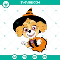 Skye Paw Patrol Halloween witch SVG file, perfect for Halloween crafts, costumes, and decor.