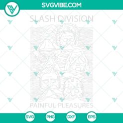 Slash Division Painful Pleasures SVG features horror characters in a chilling design for digital use, perfect for Halloween projects.