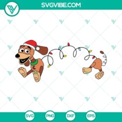 Slinky Dog Christmas lights SVG design inspired by Toy Story for instant download in PNG and DXF formats.