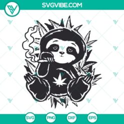 Sloth smoking weed SVG file with animal marijuana theme for 420 day celebration. Funny and unique design for download.