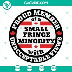 Small Fringe Minority SVG with text "Proud Member Of A Small Fringe" in vibrant colors on a digital backdrop.