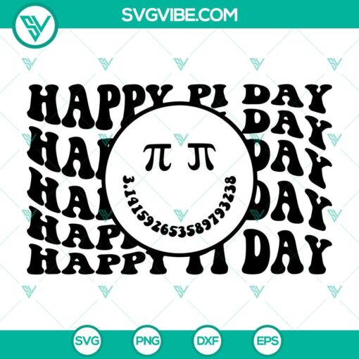 Smile face Happy Pi Day SVG Cricut PNG DXF EPS cut files for crafting projects.