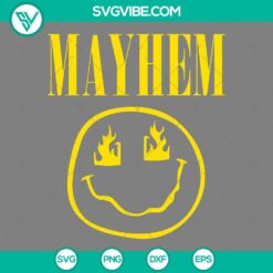 Smile Face Mayhem SVG file with Mayhem Black Metal Band design for PNG EPS DXF file. Bold, intricate design for metal music fans.
