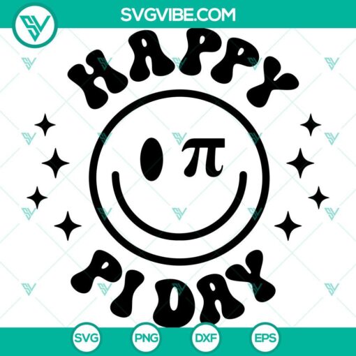 Pi Day themed smiley face SVG design for download in PNG, DXF, and EPS file formats.
