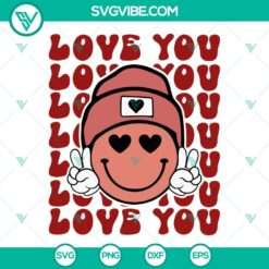 Smiley face love you SVG image for retro Valentine's Day design, featuring Valentine SVG files.