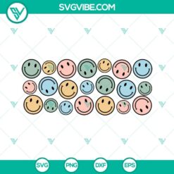 16oz Libbey can glass wrap SVG file with smiley face emoji design, trendy and fun for DIY projects.
