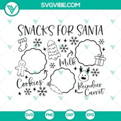 Snacks for Santa SVG images and Christmas tray SVG file with cookies on Santa tray. Perfect for holiday crafts and projects.