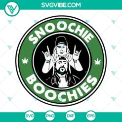 Snoochie Boochies Starbucks logo SVG with Jay and Silent Bob weed design, ideal for digital download.