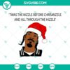 Snoop Dogg in Santa hat Christmas SVG graphic with humorous "Twas The Nizzle Before" text, ideal for festive projects.
