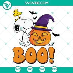 Snoopy and Woodstock Boo Halloween SVG images with Pumpkin, Peanuts Halloween designs, perfect for DIY projects.