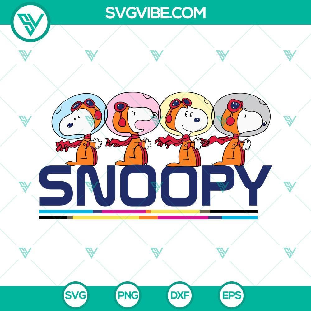 Snoopy Astronaut SVG PNG DXF EPS Cut Files Snoopy astronaut themed SVG files for cutting machines, featuring PNG, DXF, and EPS formats for versatile crafting projects.