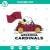 Snoopy car Arizona Cardinals SVG images and PNG cut files for NFL fans. Great for crafts and digital projects.