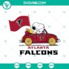 Snoopy car Atlanta Falcons themed SVG, PNG, DXF, and EPS cut files for digital crafting projects. Ideal for NFL fans.