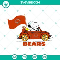 Snoopy Chicago Bears car logo SVG files for crafting, including PNG, DXF, and EPS formats for download. Great for Bears fans!