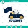 Snoopy Car Dallas Cowboys themed cut files in SVG, PNG, DXF, and EPS formats for digital crafting projects.