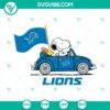 Snoopy car Detroit Lions SVG design for download. Ideal for cutting machines. PNG, DXF, EPS files available. Great for football fans.