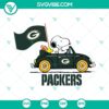 Snoopy car Green Bay Packers themed SVG, PNG, DXF, and EPS cut files for sports enthusiasts.