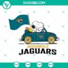 Snoopy car Jacksonville Jaguars cut files with SVG, PNG, DXF, EPS formats for die-cutting and crafting projects.