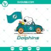 Snoopy Car Miami Dolphins SVG file for download, featuring a unique design with Miami Dolphins theme. Perfect for cutting projects.