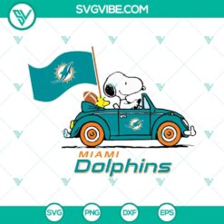 Snoopy Car Miami Dolphins SVG file for download, featuring a unique design with Miami Dolphins theme. Perfect for cutting projects.