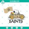 Snoopy Car New Orleans Saints logo SVG PNG DXF EPS cut files for crafting, DIY projects, and NFL fans.