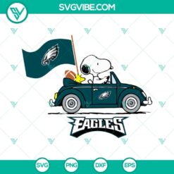 Snoopy car Philadelphia Eagles SVG design for download. Perfect for crafting projects. PNG, DXF, EPS cut files included.