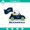 Snoopy Car Seattle Seahawks SVG File with PNG, DXF, and EPS Cut Files for NFL football fans.