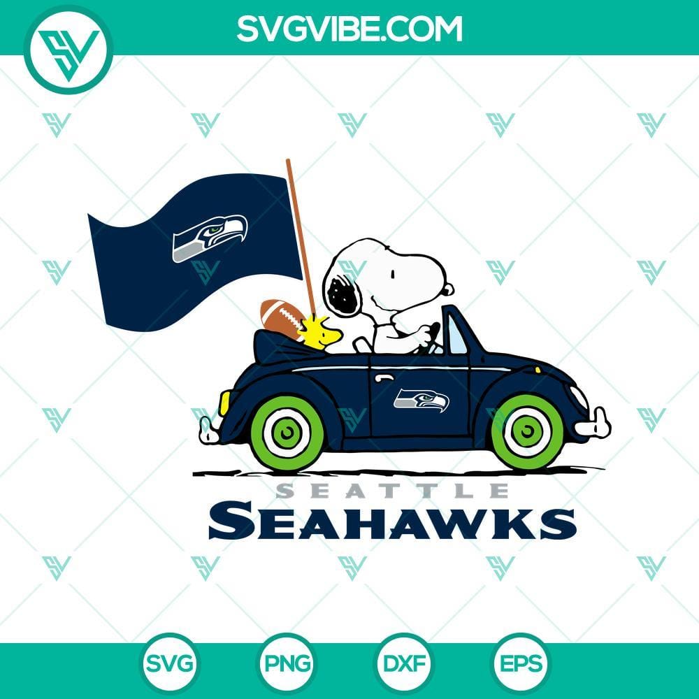 Snoopy Car Seattle Seahawks SVG PNG DXF EPS Cut Files Snoopy Car Seattle Seahawks SVG File with PNG, DXF, and EPS Cut Files for NFL football fans.