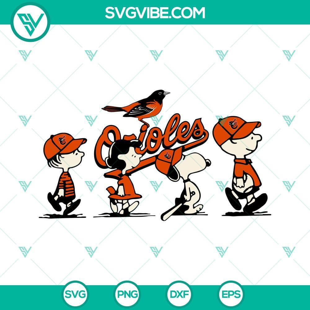 Snoopy Charlie Brown Baltimore Orioles SVG PNG DXF EPS Cricut Files Snoopy and Charlie Brown Baltimore Orioles themed SVG design for Cricut, PNG, DXF, and EPS formats. Perfect for crafting projects.