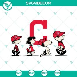 Snoopy and Charlie Brown Cleveland Indians logo SVG images, perfect for Cricut projects. NFL sports team fan art in PNG, DXF, EPS formats.