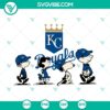 Snoopy and Charlie Brown Kansas City Royals team logo SVG file for Cricut, featuring PNG, DXF, and EPS formats.