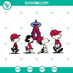 Snoopy and Charlie Brown Los Angeles Angels baseball team logo SVG for download. Perfect for Cricut projects. SEO friendly.
