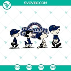 Snoopy and Charlie Brown Milwaukee Brewers logo SVG files for Cricut. Perfect for DIY projects.