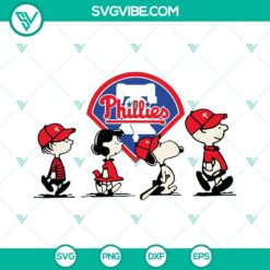 Snoopy Charlie Brown Philadelphia Phillies SVG featuring baseball theme, perfect for Cricut, PNG DXF EPS download.