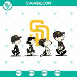Snoopy and Charlie Brown San Diego Padres themed SVG images in PNG DXF EPS formats for Cricut crafting.