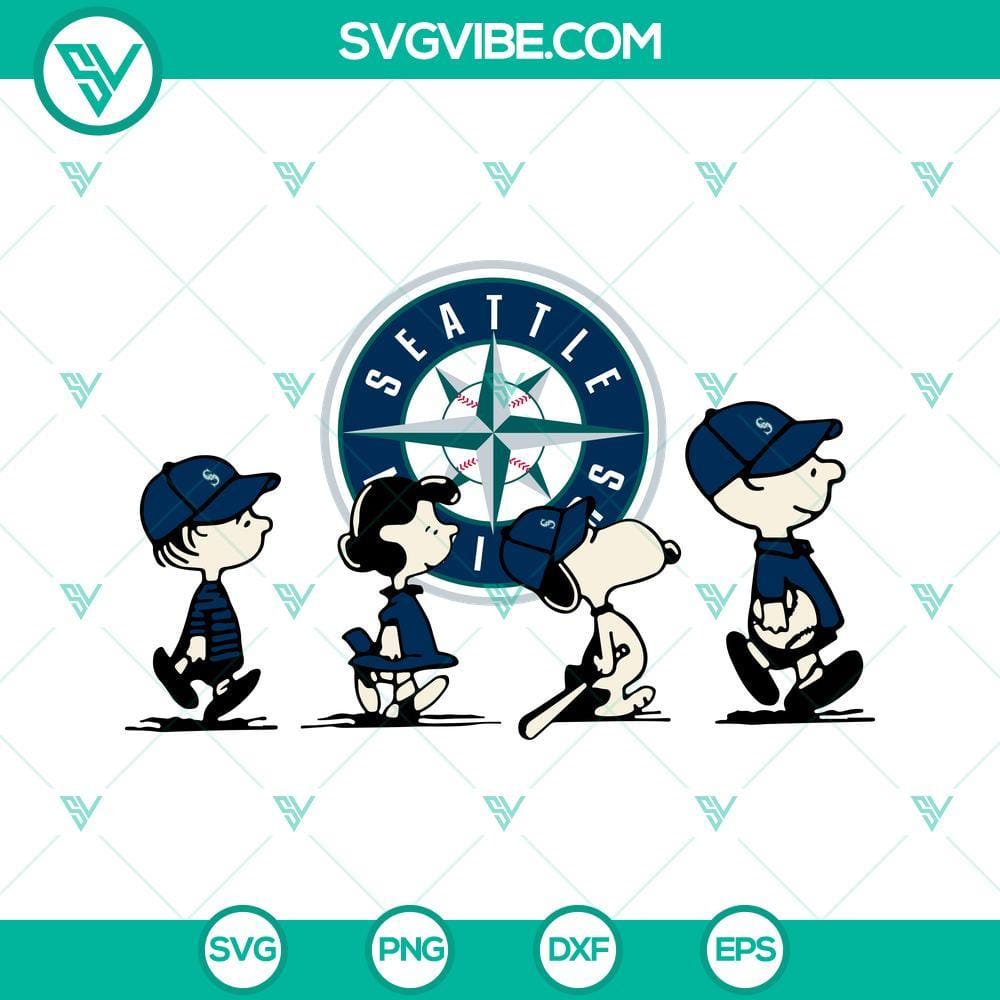 Snoopy Charlie Brown Seattle Mariners SVG PNG DXF EPS Cricut Files Snoopy Charlie Brown Seattle Mariners design as downloadable SVG, PNG, DXF, EPS files for Cricut crafting. Great for Seattle baseball fans!
