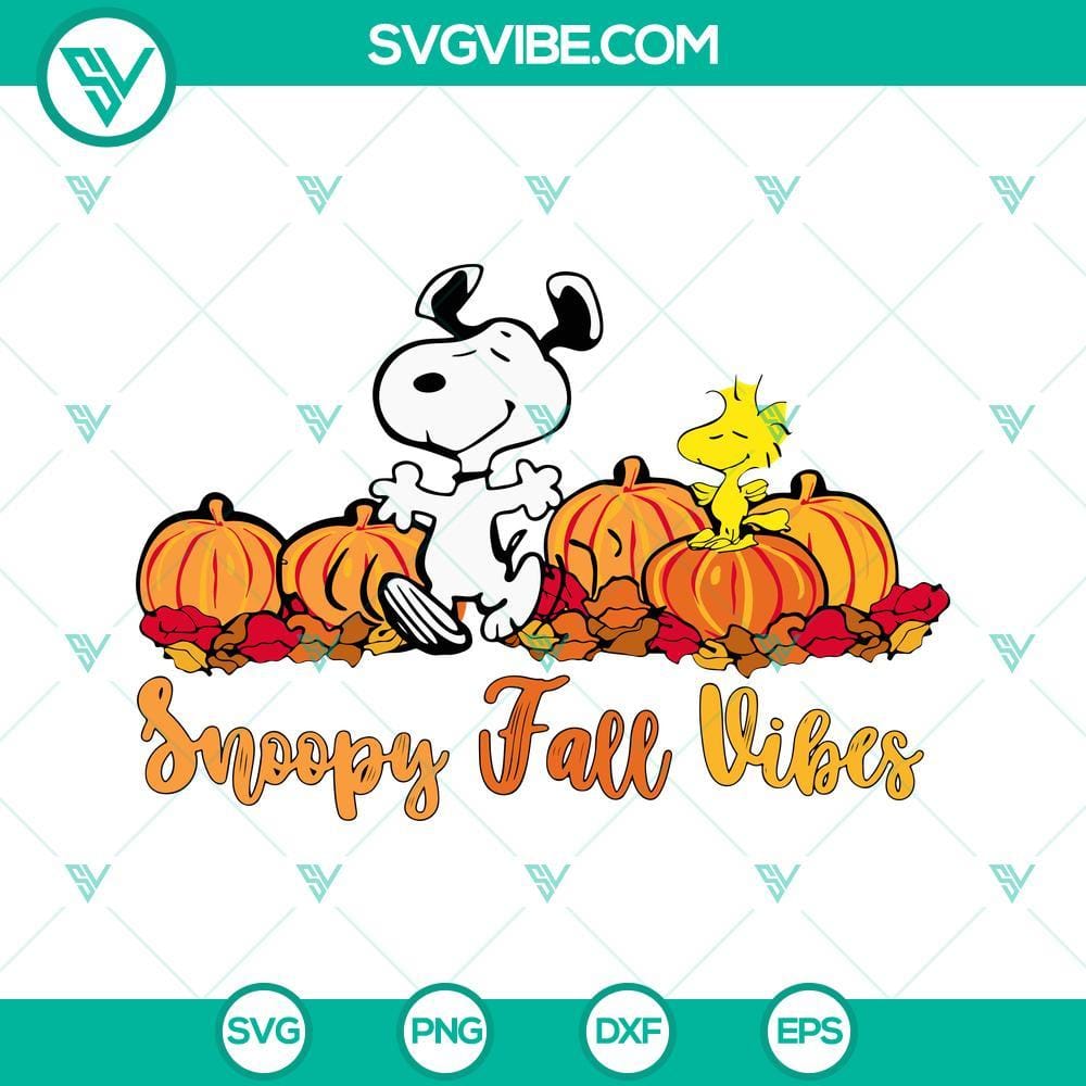 Snoopy Fall Vibes SVG, Snoopy Pumpkins Halloween SVG PNG Files Snoopy Fall Vibes and Halloween SVG files with pumpkins, perfect for seasonal crafting projects.