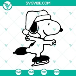 Snoopy ice skating SVG file for winter and Christmas, featuring festive holiday design.