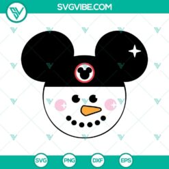 Snowman Mickey Head SVG for Christmas, Disneyland Snowman design for Mouse fans, festive SVG Download.
