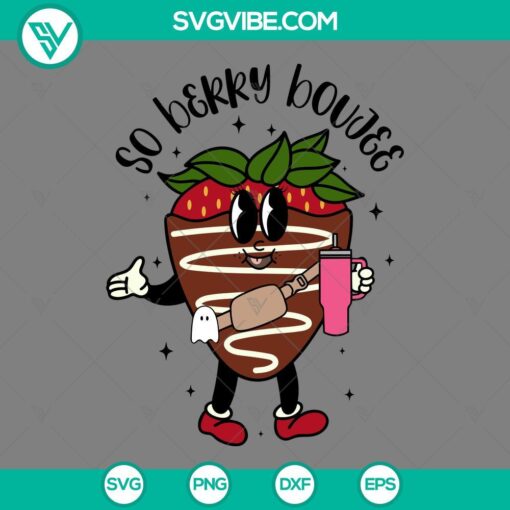 Berry Boujee Chocolate Covered Strawberry Stanley Tumbler & Valentine SVG Files - fun and festive design for Valentine's Day crafting projects.